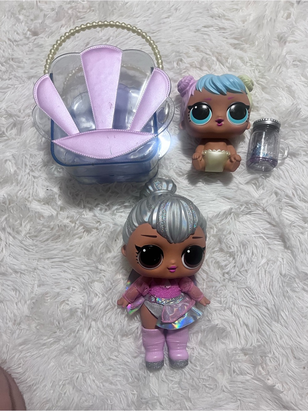 LOL Surprise OMG Kitty Queen & Lil Bon Bon Baby Shell Purse Lot